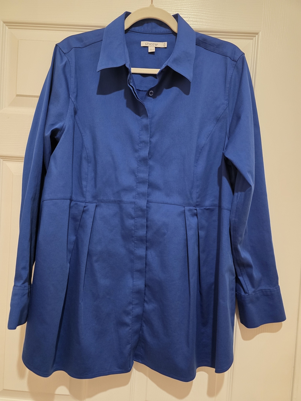Chico's Blue Button-Down Tunic Shirt